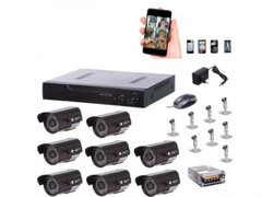 Kit sistem supraveghere, 8 camere interior/exterior, DVR, 8 canale, imaginile captate pot fi interce