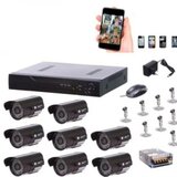 Kit sistem supraveghere, 8 camere interior/exterior, DVR, 8 canale, imaginile captate pot fi interce